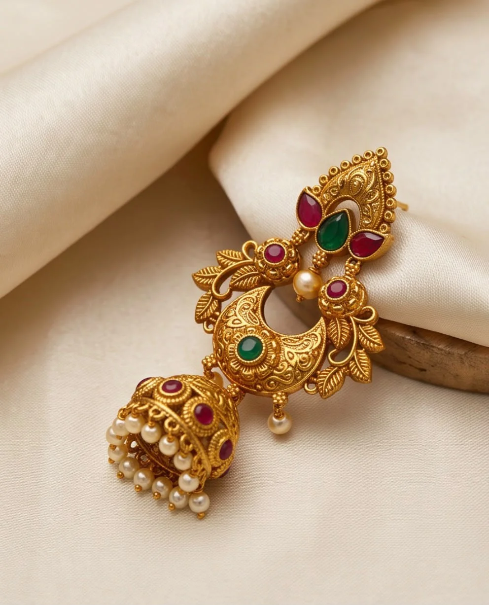Traditional Indian Antique Hanging Earrings alternate view