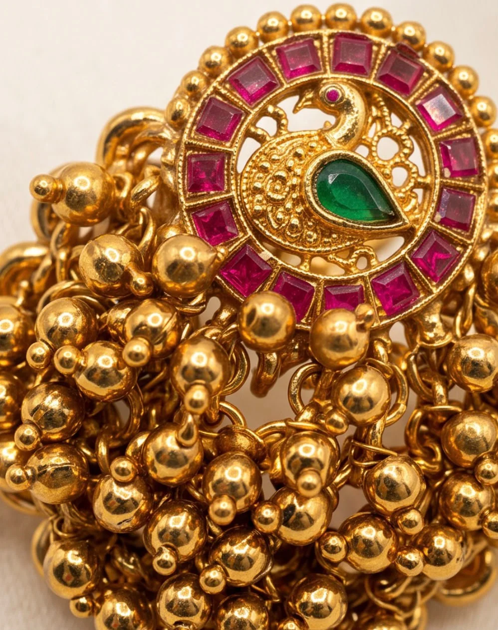Earrings With Golden Beads. alternate view
