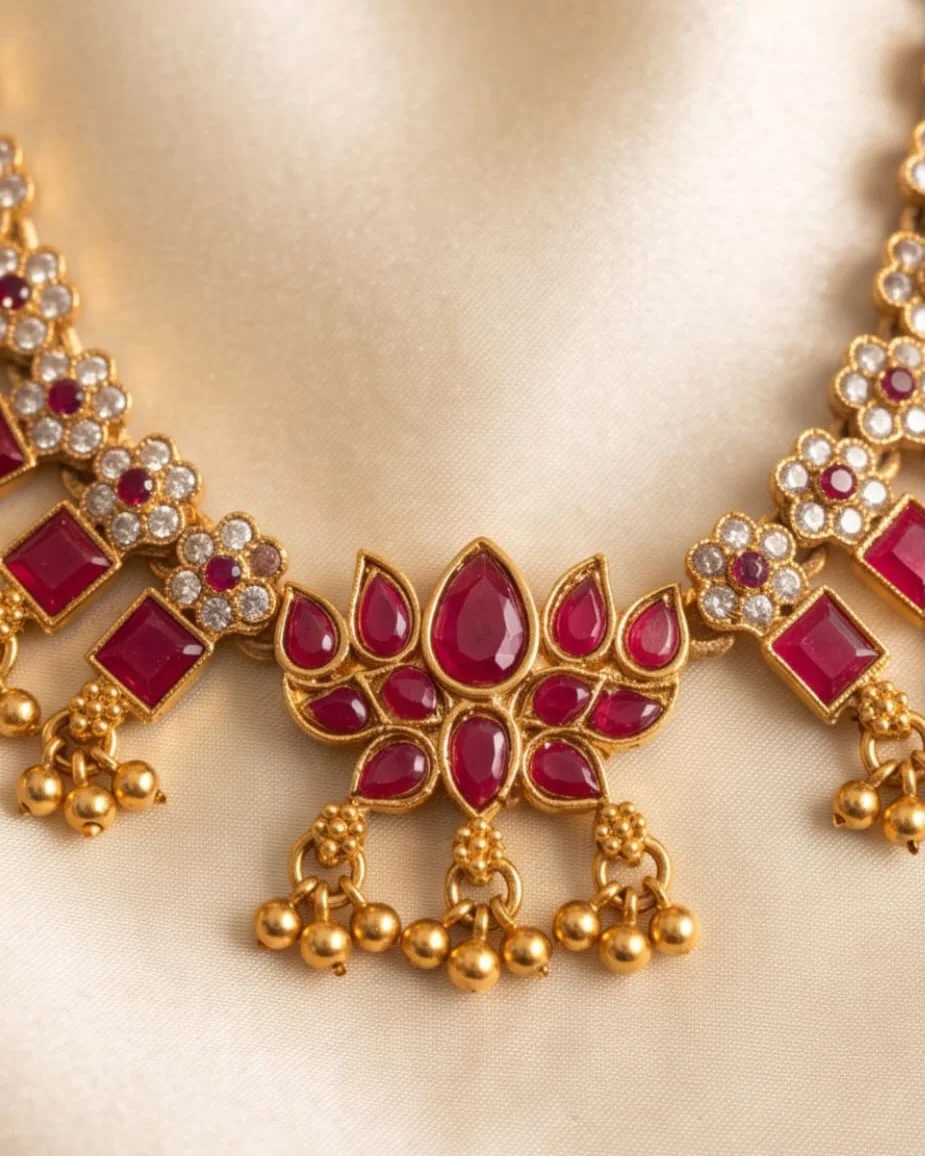 Ruby Jadau Kundan Necklace Set alternate view
