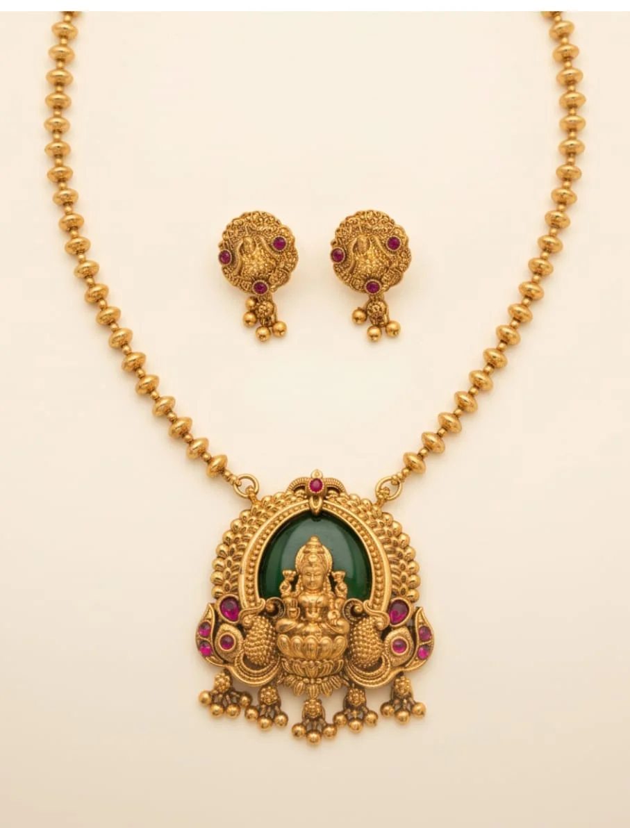 Traditional Goddess Lakshmi Temple Necklace view 3