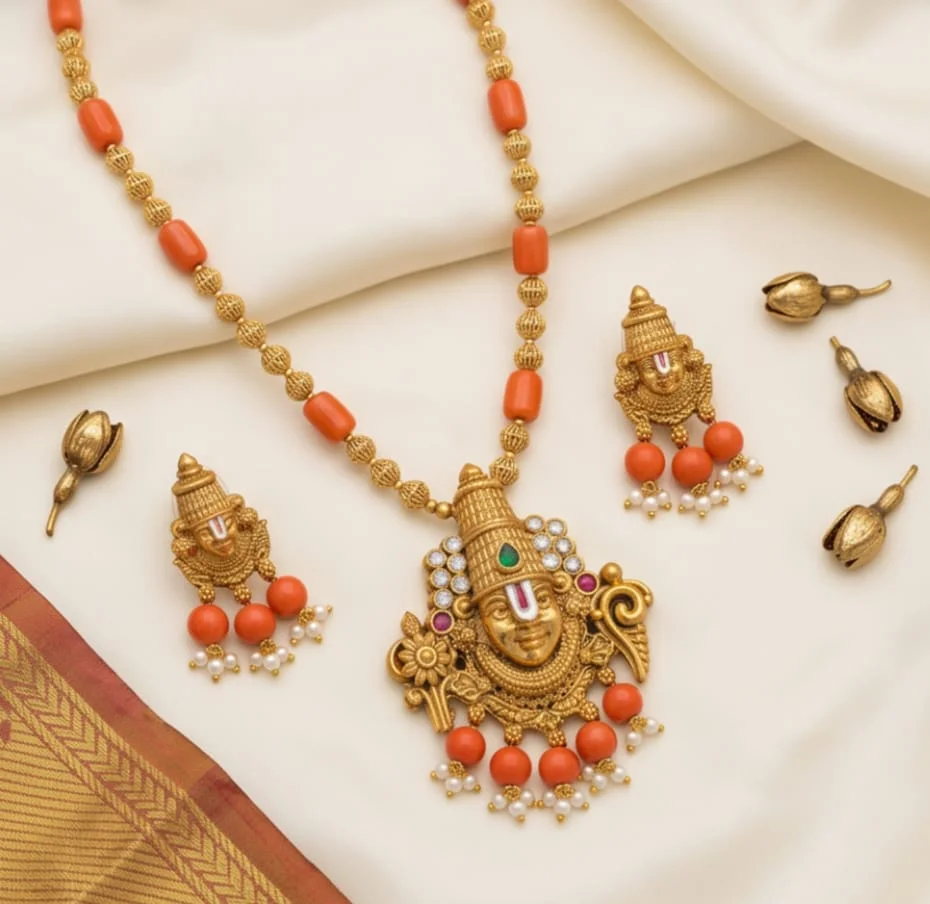 Venkateshwara Temple Jewellery Set Necklace alternate view