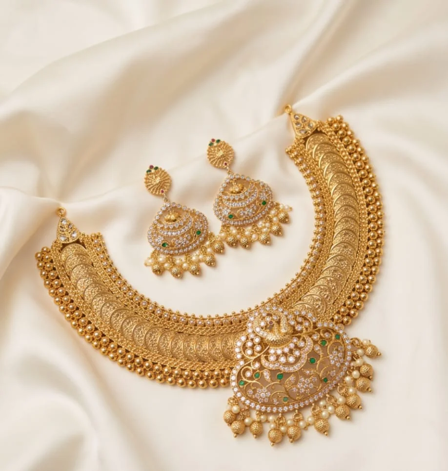 Kasu Necklace Set Gold Plated view 3