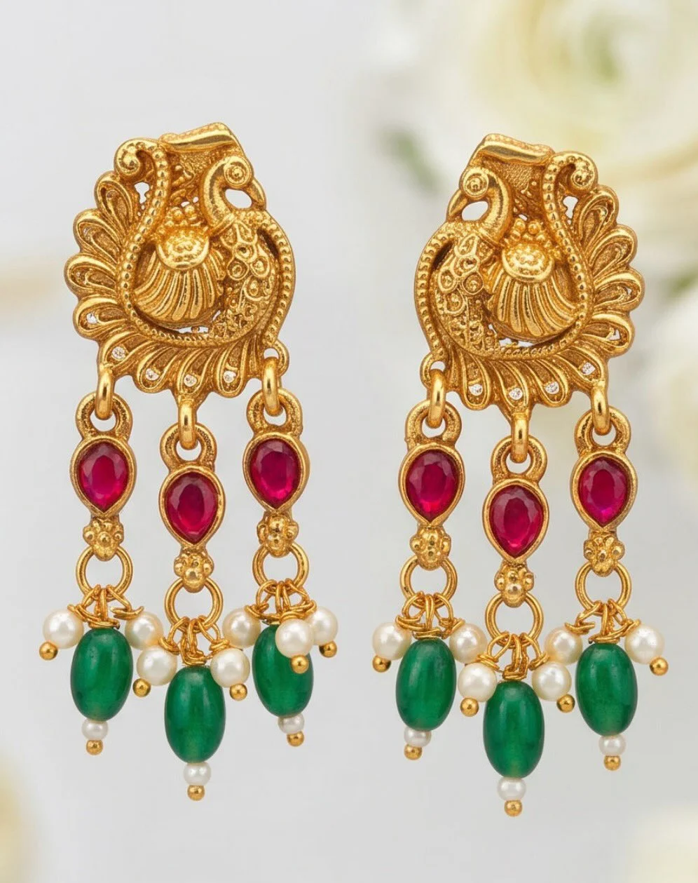 Antique Peacock Temple Jewelry Set alternate view