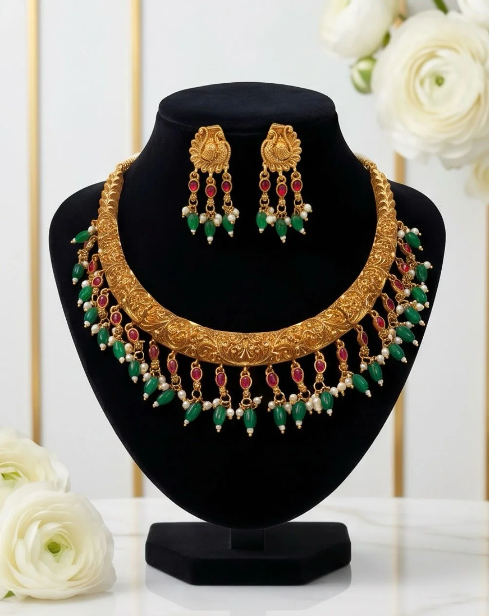 Antique Peacock Temple Jewelry Set