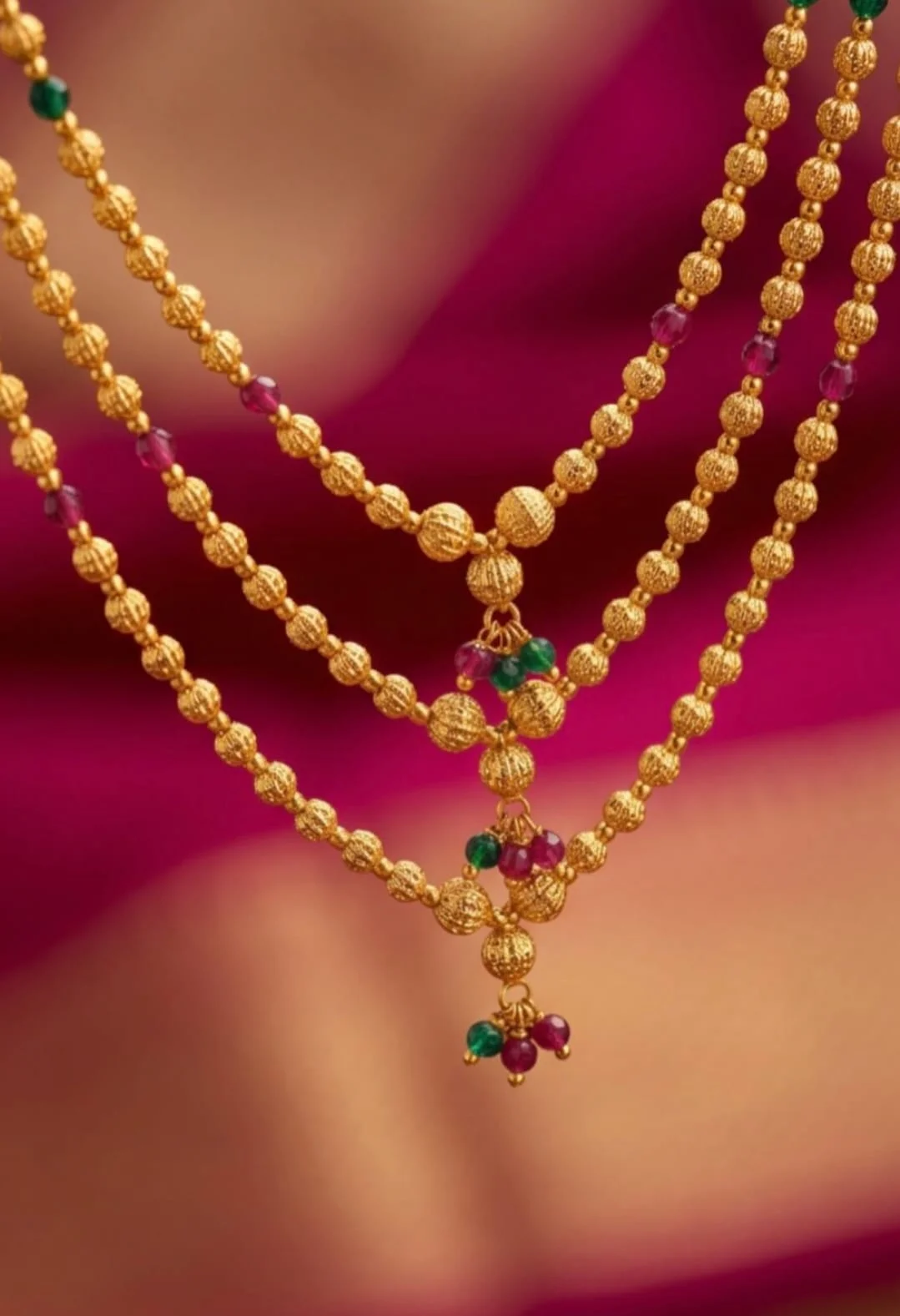 Gold Plated Multi Layer Long Necklace Set