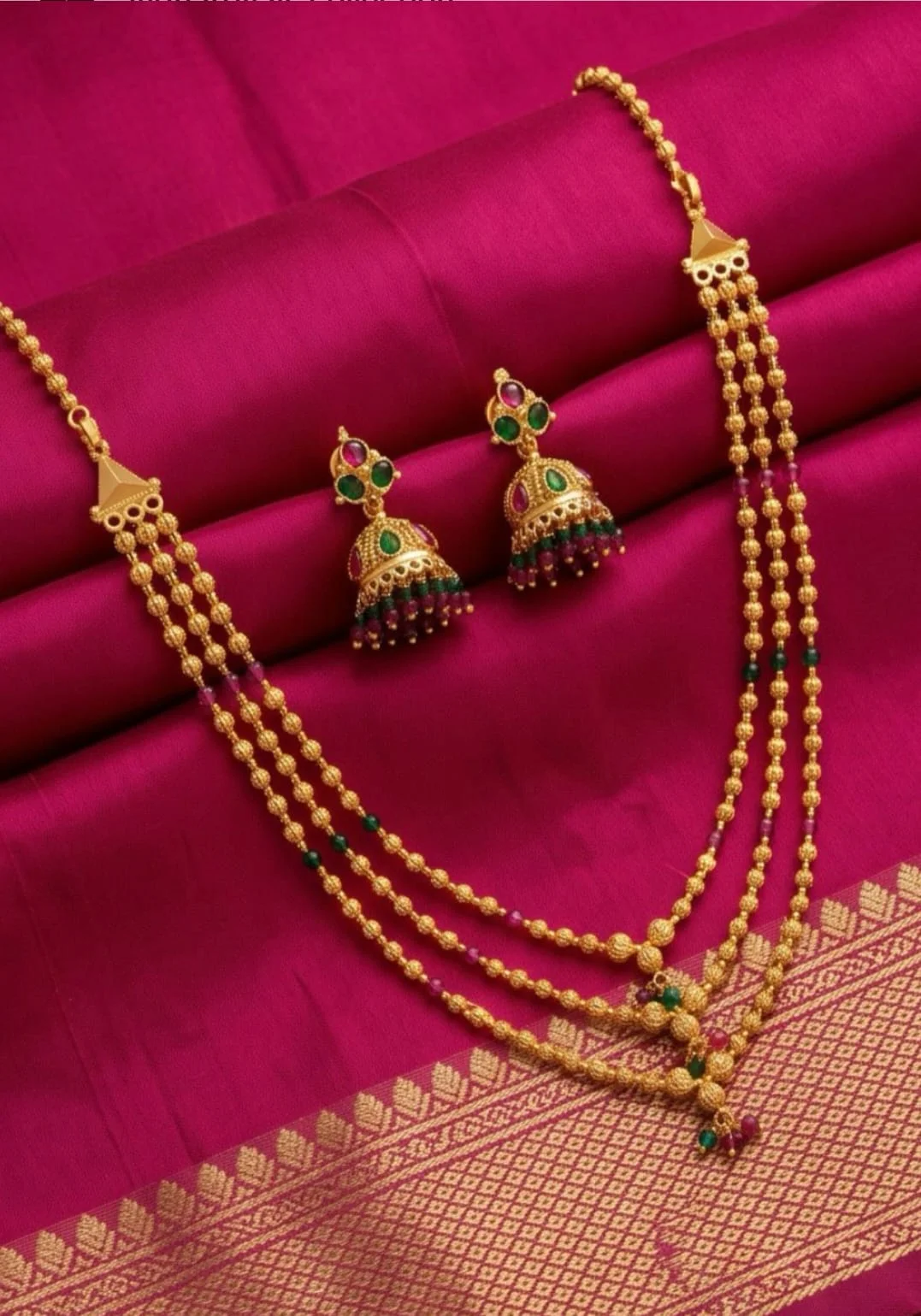 Gold Plated Multi Layer Long Necklace Set alternate view