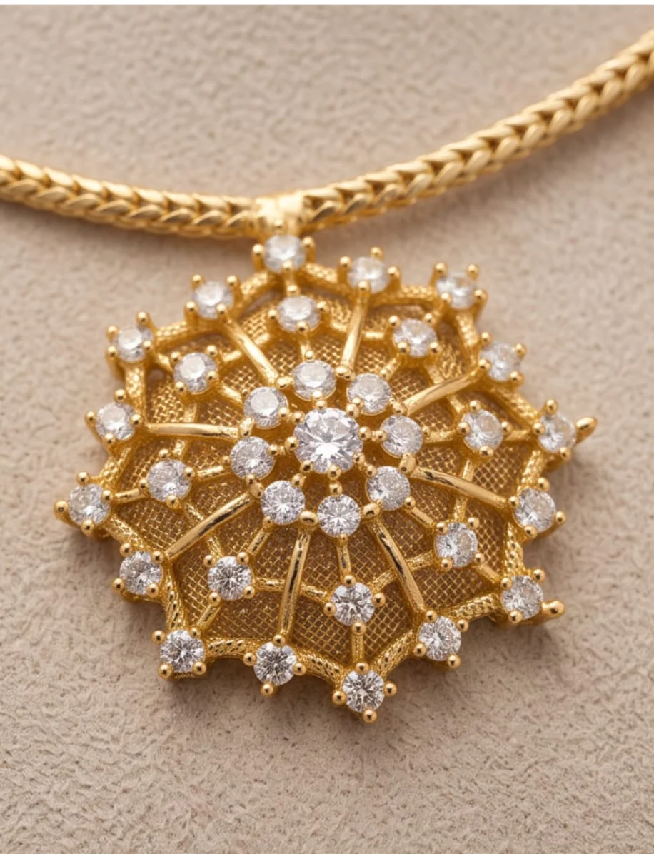 High Quality Gold Plated AD Stone Short Necklace Set alternate view