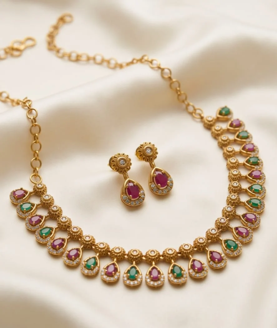 Athis Gold Toned Collar Necklace And Matching Earrings Set