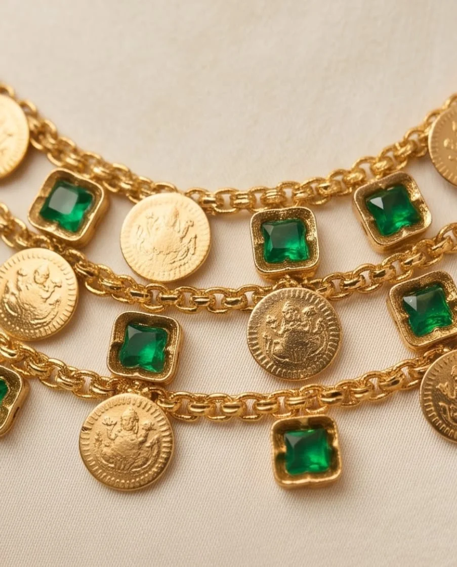 This Traditional Antique Gold Coin Necklace view 3