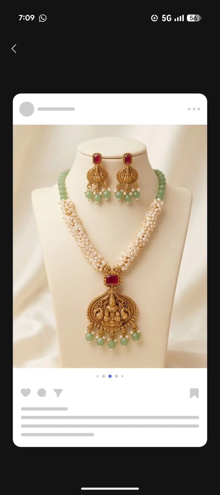 A Stunning Goddess Lakshmi Temple Jewellery Necklace Featuring An Antique Gold Finish Lakshmi Pendant, view 6