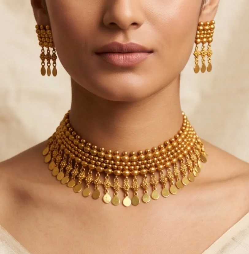 Golden Coin Choker Set An Exquisite Traditional Yellow-Gold Design