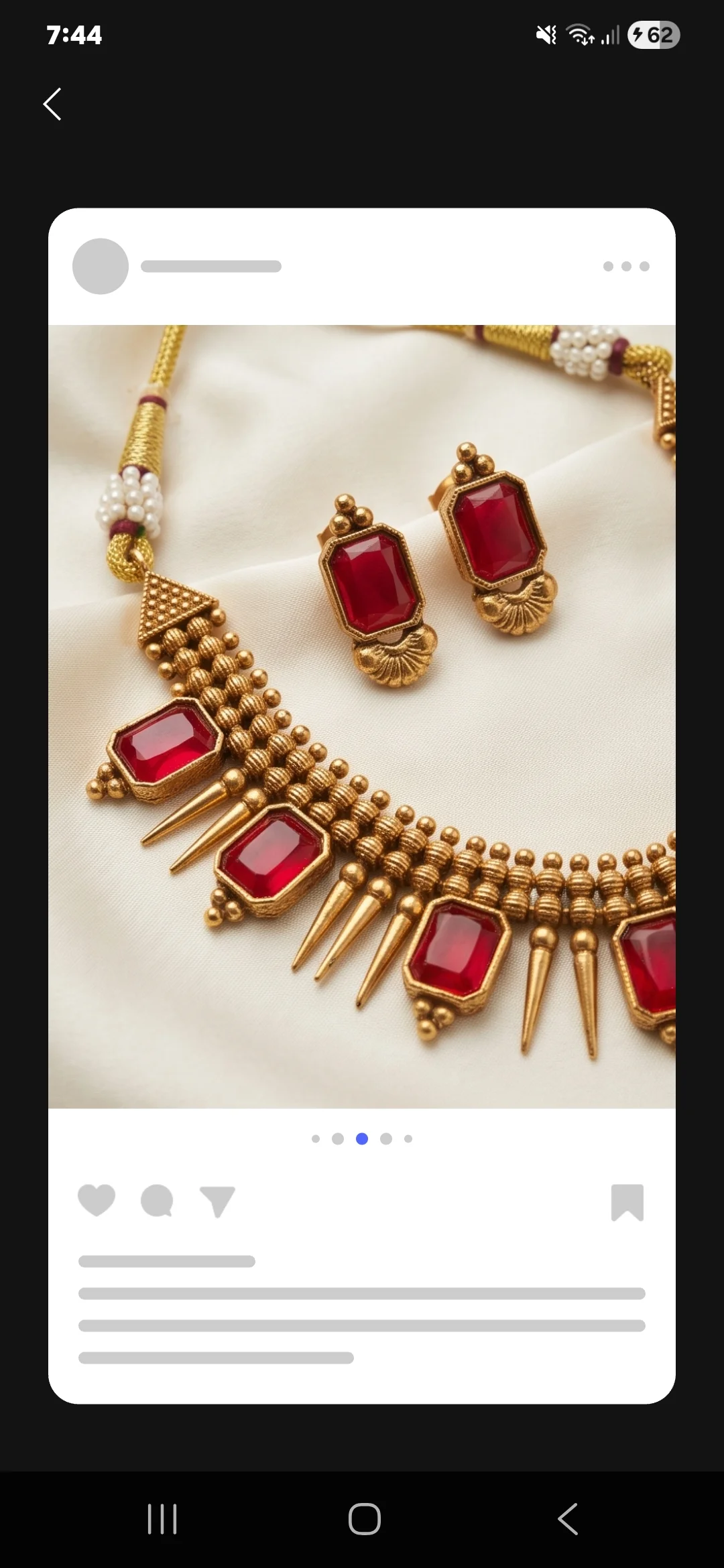Antique Gold-Plated South Indian Temple Jewellery,Featuring Striking Ruby Red Stones view 3
