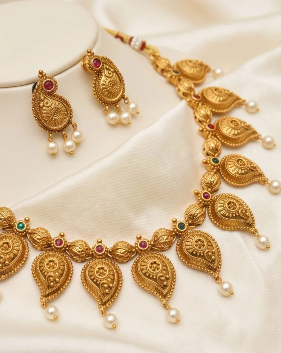 Traditional Mango Motif Necklace Set alternate view