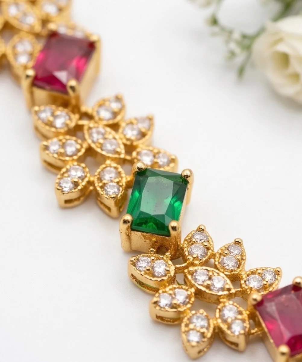 Gold Plated Necklace Set With Teardrop Earrings alternate view