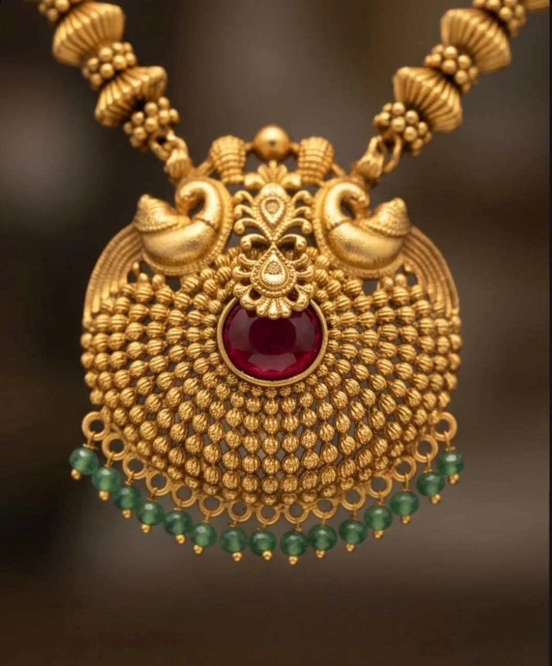 Traditional Peacock Temple Jewellery Set alternate view