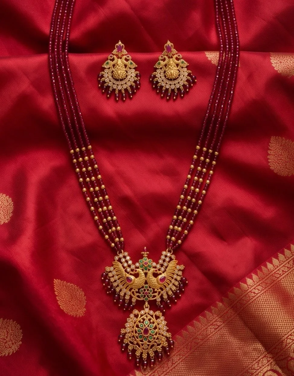 Gold Plated Multi Layer Long Necklace