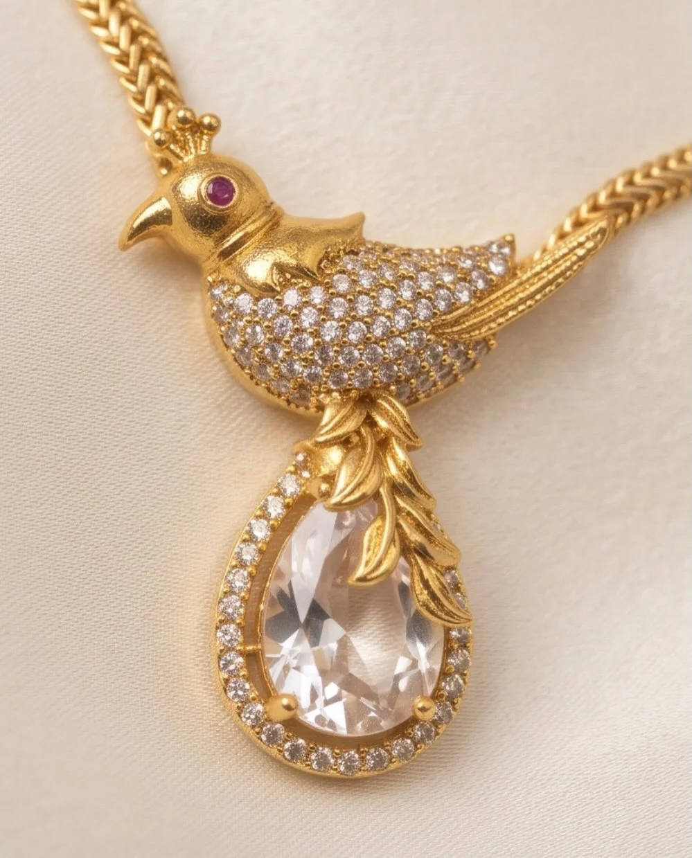 Stone Parrot Design Necklace Set alternate view