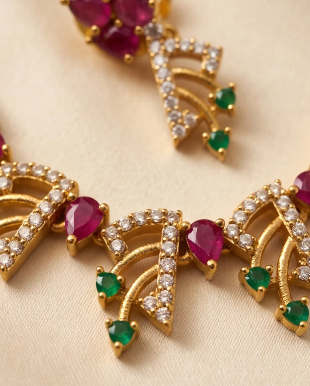 Traditional South Indian Style Necklace And Earring Set(2 Colours ) alternate view