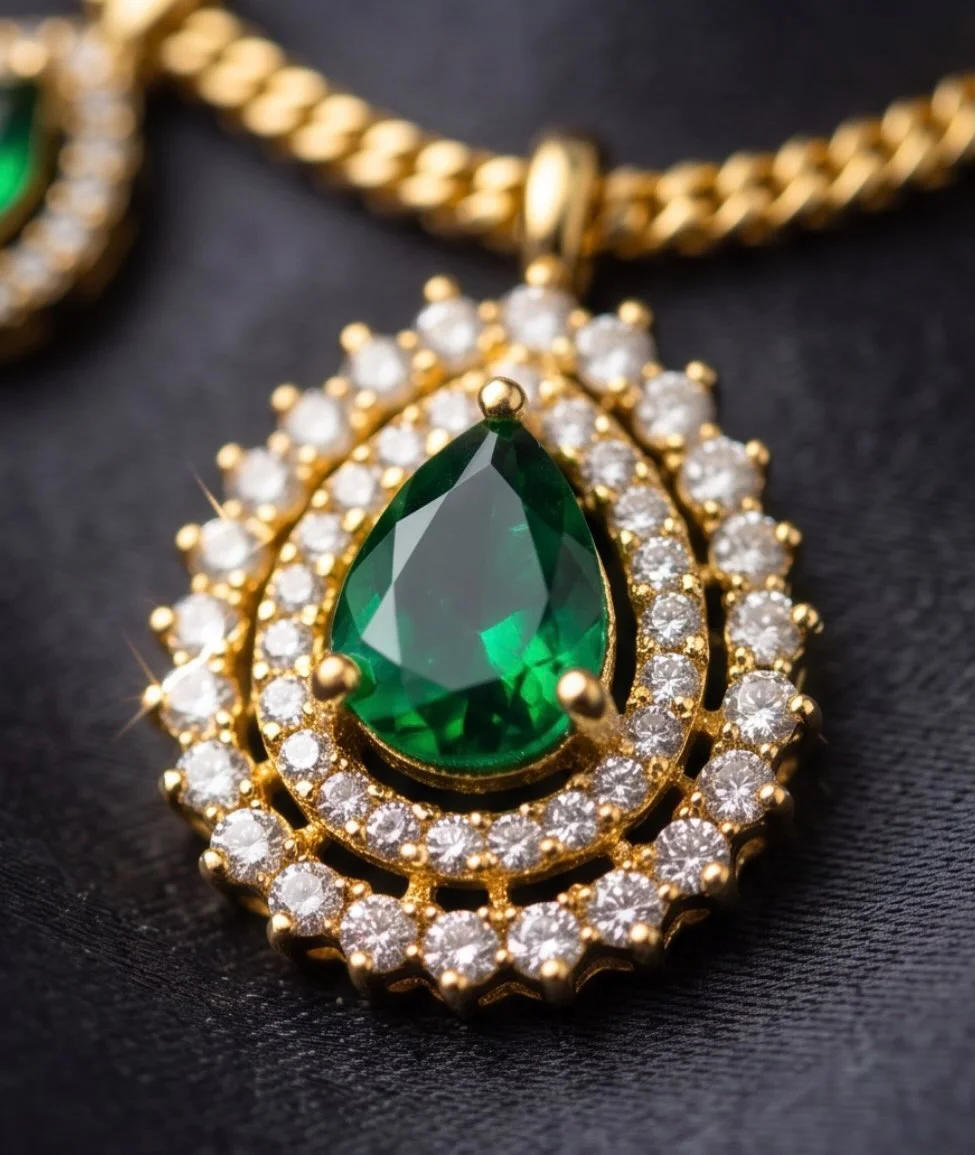Gold Plated Semi Precious Ad Stone Necklace Set