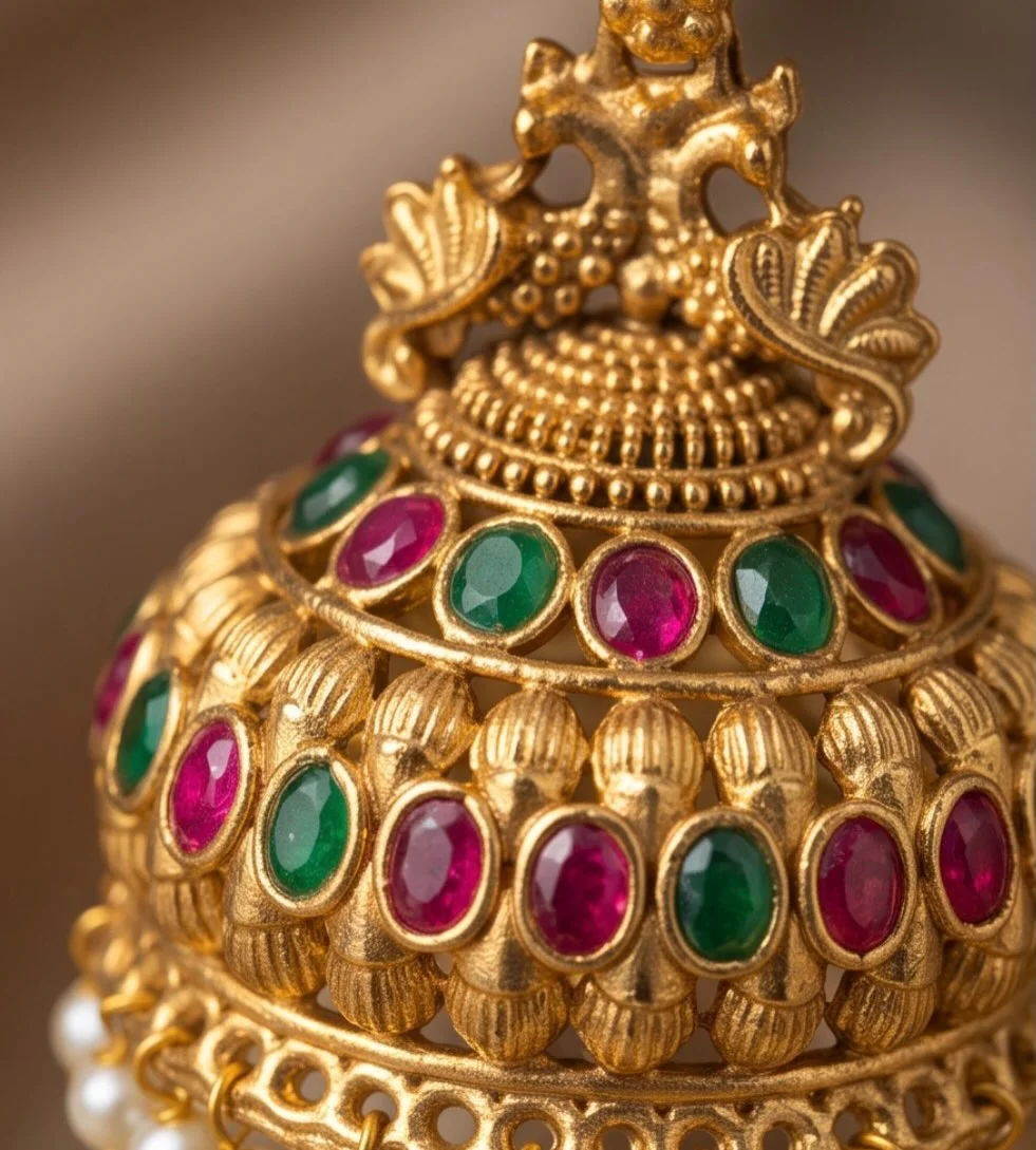Gold Plated Temple Jhumka view 3